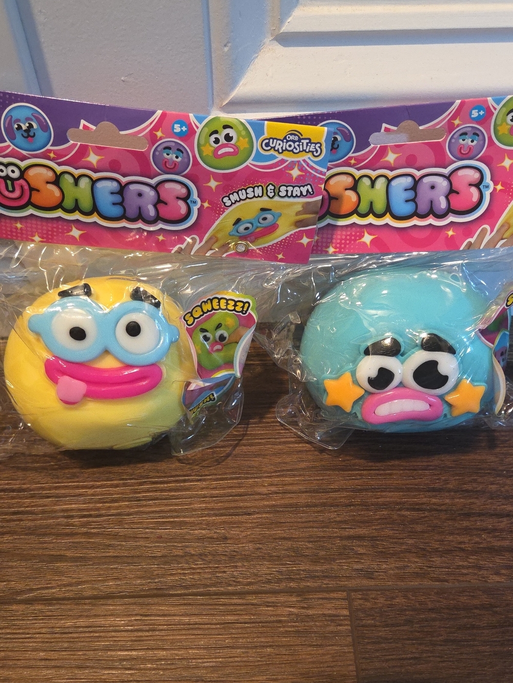 Smushers Set Of 2 Emoji Plush Squishy Toy - Blue & Yellow